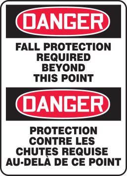 DANGER FALL PROTECTION REQUIRED BEYOND THIS POINT