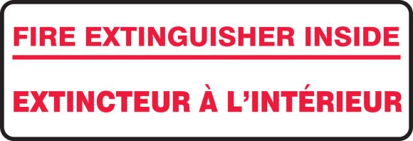 FIRE EXTINGUISHER INSIDE (BILINGUAL FRENCH - EXTINCTEUR À L'INTÉRIEUR)