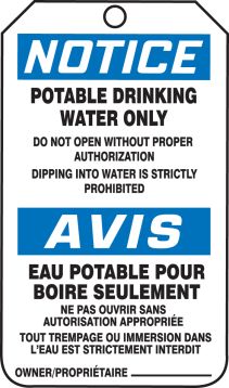 NOTICE POTABLE DRINKING WATER ONLY...(BILINGUAL FRENCH - AVIS EAU POTABLE POUR BOIRE SEULEMENT)