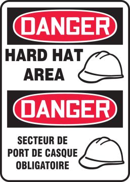 DANGER-HARD HAT AREA (BILINGUAL FRENCH)
