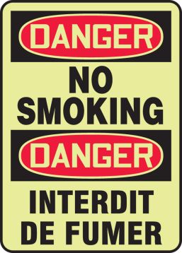 DANGER-NO SMOKING (BILINGUAL FRENCH)