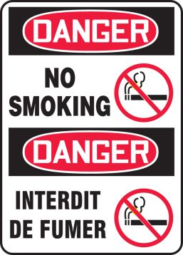 DANGER-NO SMOKING (BILINGUAL FRENCH)