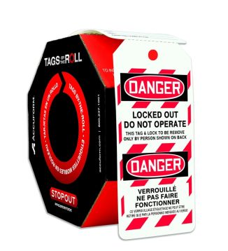 Safety Tag, Header: DANGER/PELIGRO, Legend: DANGER LOCKED OUT DO NOT OPERATE (BILINGUAL SPANISH)