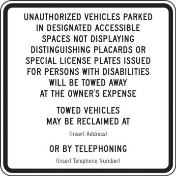 R100B State of California Handicapped Parking Tow-Away Sign