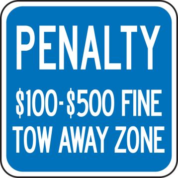 (VIRGINIA) PENALTY $100-$500 FINE TOW AWAY ZONE