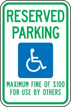 (NEVADA) RESERVED PARKING MAXIMUM FINE OF $100 FOR USE BY OTHERS (W/GRAPHIC)