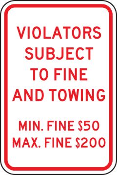 (PENNSYLVANIA) VIOLATORS SUBJECT TO FINE AND TOWING MIN. FINE $50 MAX. FINE $200
