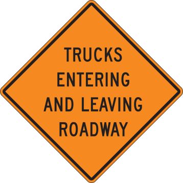TRUCKS ENTERING AND LEAVING ROADWAY