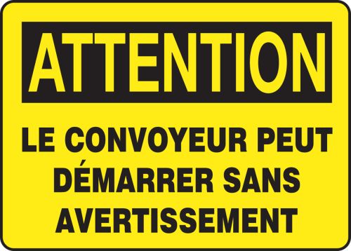 ATTENTION LE CONVOYEUR PEUT DÉMARRER SANS AVERTISSEMENT (FRENCH)