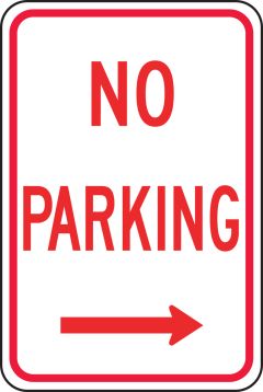 NO PARKING ------>