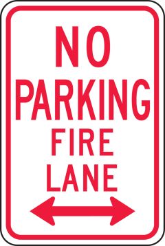 NO PARKING FIRE LANE <----->