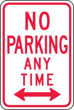 NO PARKING ANY TIME <----->