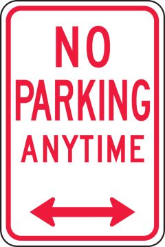 NO PARKING ANYTIME <------>