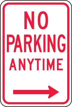 NO PARKING ANYTIME ----->