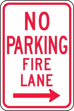 NO PARKING FIRE LANE ------>