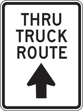 Traffic, Legend: THRU TRUCK ROUTE, UP ARROW