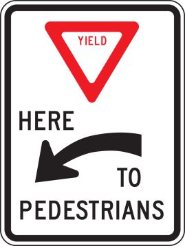 YIELD HERE TO PEDESTRIANS (LEFT ARROW)