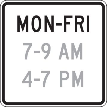 MON - FRI ___ (TIME RANGE 1) ___ (TIME RANGE 2)