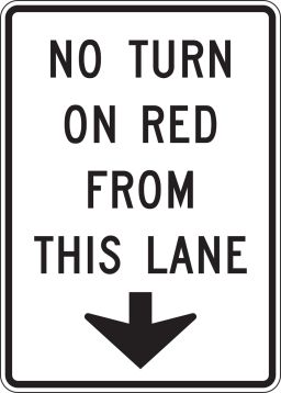 no turn on red sign ticket