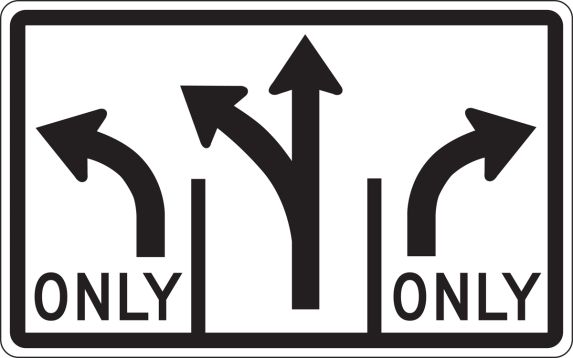 (ADVANCE INTERSECTION LANE CONTROL - 3 LANE (DBL LEFT, SNGL RIGHT, OPTIONAL MIDDLE)