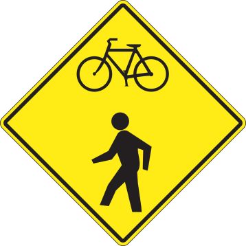 (BICYCLE AND PEDESTRIAN WARNING)