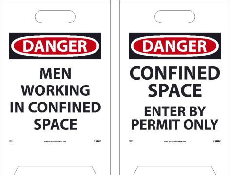 DANGER MEN WORKING IN CONFINED SPACE DOUBLE-SIDED FLOOR SIGN
