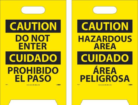 CAUTION DO NOT ENTER - BILINGUAL DOUBLE-SIDED FLOOR SIGN