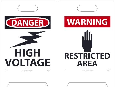 DANGER HIGH VOLTAGE DOUBLE-SIDED FLOOR SIGN