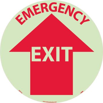 EMERGENCY EXIT GLOW WALK ON FLOOR SIGN