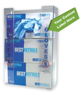 Triple Box Glove Dispenser w/ Custom Label
