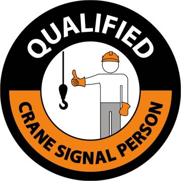 QUALIFIED CRANE SIGNAL PERSON HARD HAT LABEL