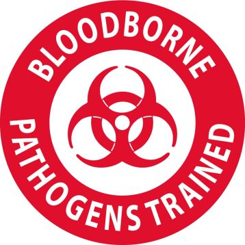 BLOOD BOURNE PATHOGENS TRAINED HARD HAT LABEL