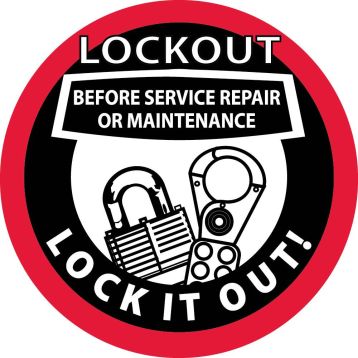 LOCKOUT BEFORE SERVICE REPAIR OR MAINTENANCE HARD HAT EMBLEM
