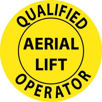 QUALIFIED AERIAL LIFT OPERATOR HARD HAT EMBLEM