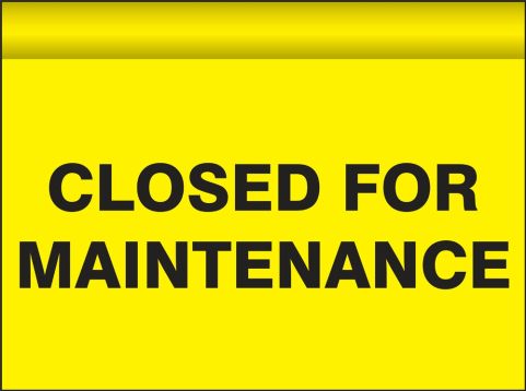 Hanging Doorway Sign: Closed For Maintenance