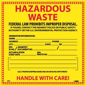 HAZARDOUS WASTE HAZMAT LABEL