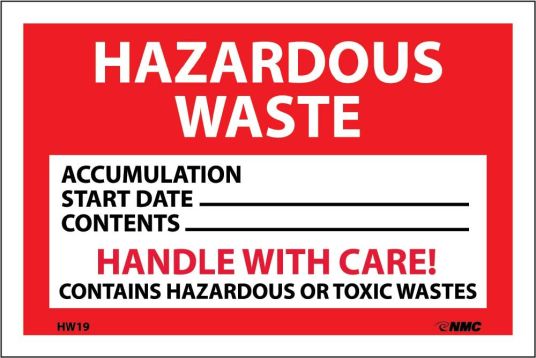 HAZARDOUS WASTE HANDLE WITH CARE HAZMAT LABEL