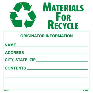 MATERIAL FOR RECYCLE HAZMAT LABEL