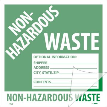 NON-HAZARDOUS WASTE SELF-LAMINATING LABEL