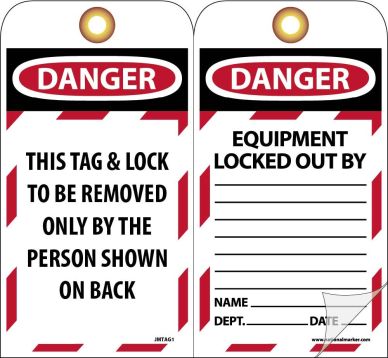 DANGER EQUIPMENT LOCKED OUT TAG