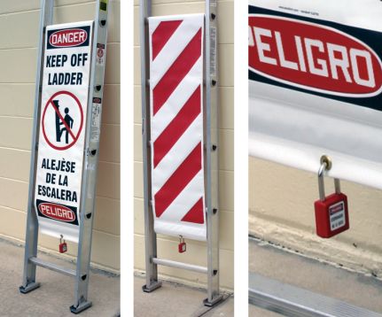 KEEP OFF LADDER W/GRAPHIC (BILINGUAL FRENCH - INTERDIT DE MONTER DANS L'ECHELLE)