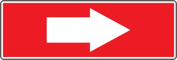 White Arrow Red Background) Safety Label LADM526