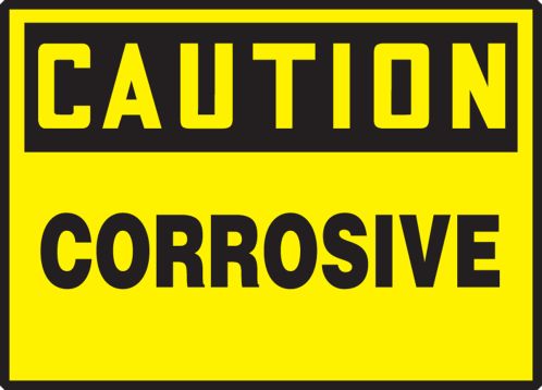 Safety Label, Header: CAUTION, Legend: CORROSIVE