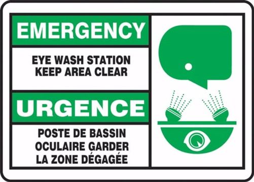 EYE WASH STATION KEEP AREA CLEAR (BILINGUAL FRENCH)