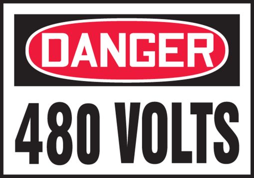 OSHA Danger Sign High Voltage 480 VoltsHeavy Duty Sign or Label 