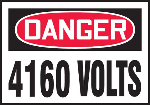 Safety Label, Header: DANGER, Legend: 4160 VOLTS