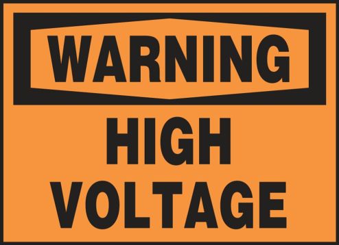 Safety Label, Header: WARNING, Legend: HIGH VOLTAGE