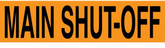 Safety Label, Legend: MAIN SHUT-OFF