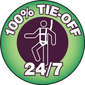 OSHA Danger Safety Sign: 100% TIE-OFF 24/7