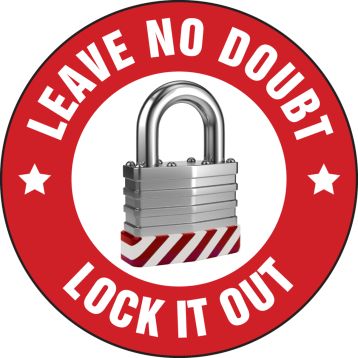 Hard Hat Stickers: Leave No Doubt, Lock It Out (LHTL128)